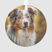 Australian Shepherd Dog met naam en foto Ornament (achterkant)