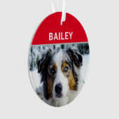 Australian Shepherd Dog met naam en foto Ornament (voorkant)