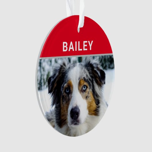 Australian Shepherd Dog met naam en foto Ornament (voorkant)