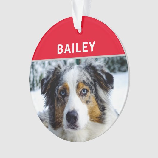 Australian Shepherd Dog met naam en foto Ornament (voorkant)