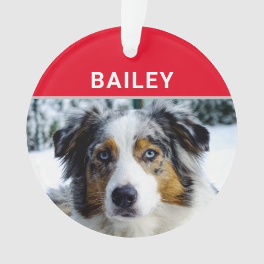Australian Shepherd Dog met naam en foto Ornament (voorkant)