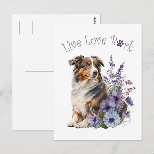 Australian Shepherd Dog Mom Floral Briefkaart (Voorkant / Achterkant)