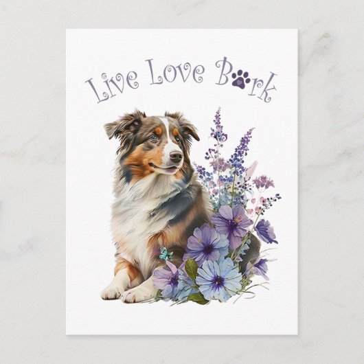 Australian Shepherd Dog Mom Floral Briefkaart (Voorkant)