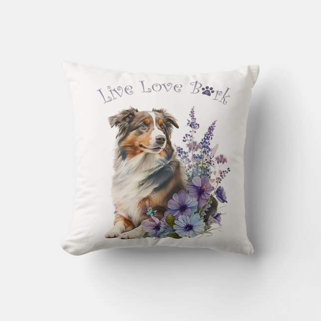 Australian Shepherd Dog Mom Floral Kussen (Voorkant)