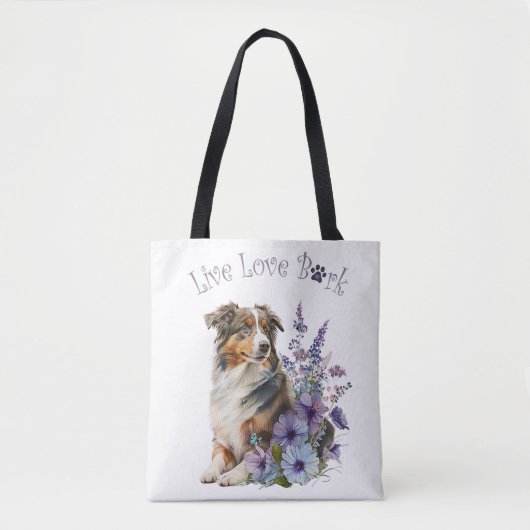 Australian Shepherd Dog Mom Floral Tote Bag (Voorkant)