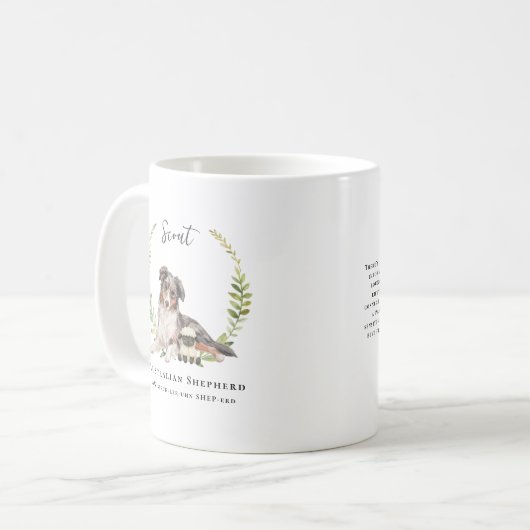 Australian Shepherd Dog | Monogram Koffiemok (Voorkant links)
