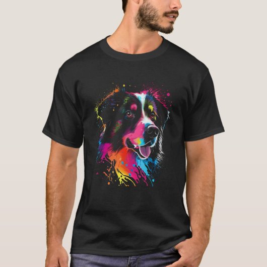 Australian Shepherd Dog Painting Watercolor Paint  T-shirt (Voorkant)