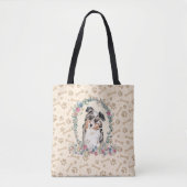 Australian Shepherd Dog Paw Print & Dog Bone Cute Tote Bag (Voorkant)