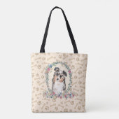Australian Shepherd Dog Paw Print & Dog Bone Cute Tote Bag (Achterkant)