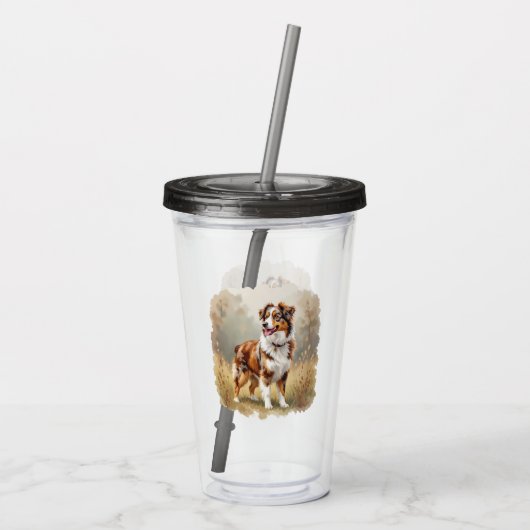 Australian Shepherd Dog Red Merle Aussie Acryl Drinkbeker (Achterkant)