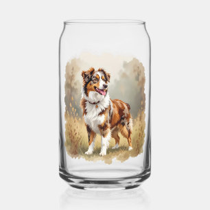 Australian Shepherd Dog Red Merle Aussie Blikvorm Glas
