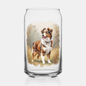 Australian Shepherd Dog Red Merle Aussie Blikvorm Glas (Achterkant)