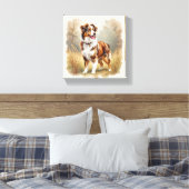 Australian Shepherd Dog Red Merle Aussie Canvas Afdruk (Insitu (Slaapkamer))