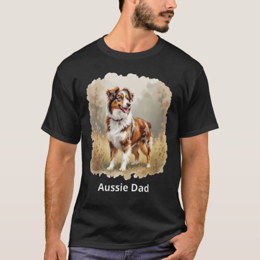Australian Shepherd Dog Red Merle Aussie Dad T-shirt (Voorkant)