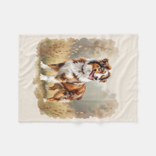 Australian Shepherd Dog Red Merle Aussie Fleece Deken (Voorkant (Horizontaal))
