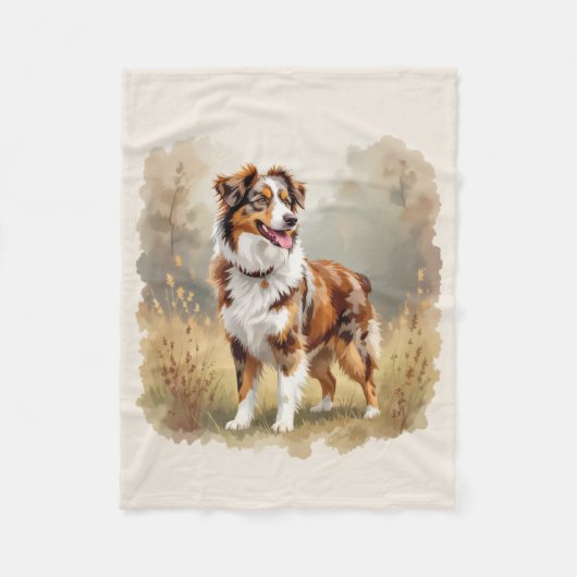 Australian Shepherd Dog Red Merle Aussie Fleece Deken (Voorkant)