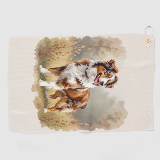 Australian Shepherd Dog Red Merle Aussie Golfhanddoek (Horizontaal)