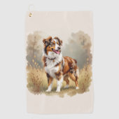 Australian Shepherd Dog Red Merle Aussie Golfhanddoek (Voorkant)