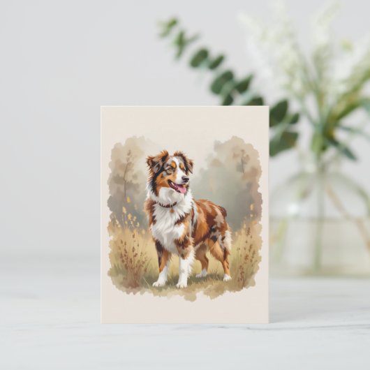 Australian Shepherd Dog Red Merle Aussie Kaart (Staand voorkant)