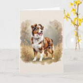 Australian Shepherd Dog Red Merle Aussie Kaart (Gele Bloem)