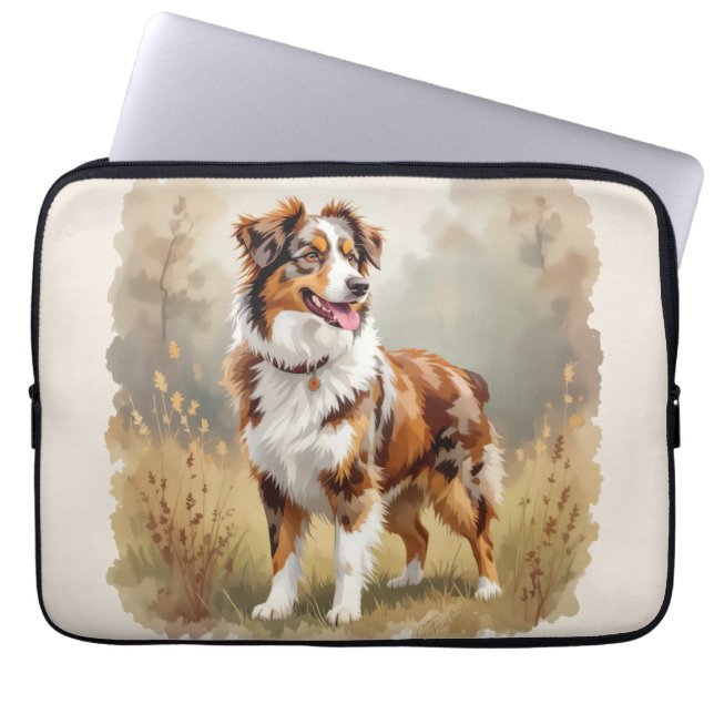 Australian Shepherd Dog Red Merle Aussie Laptop Sleeve (Voorkant)