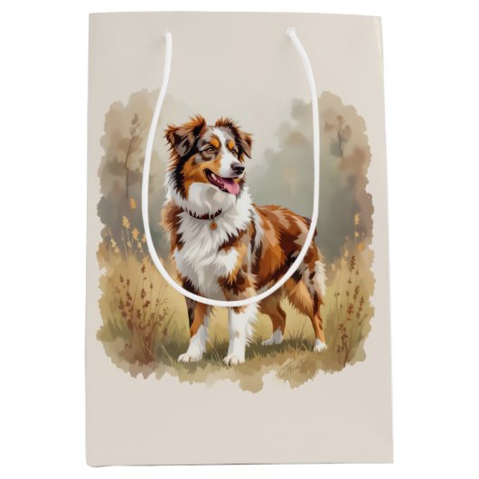 Australian Shepherd Dog Red Merle Aussie Medium Cadeauzakje (Voorkant)