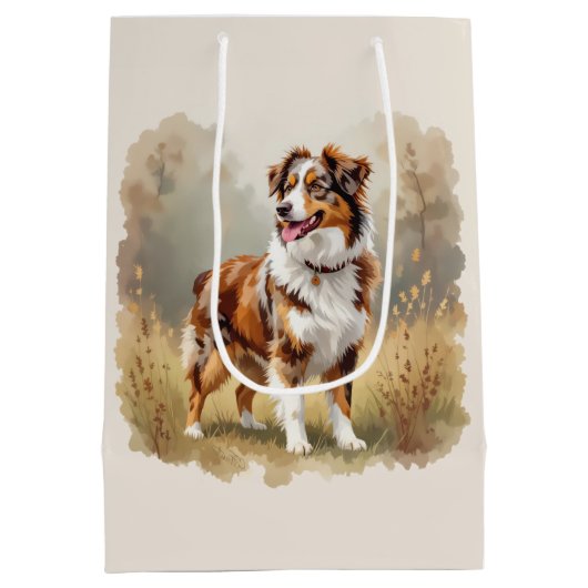 Australian Shepherd Dog Red Merle Aussie Medium Cadeauzakje (Achterkant)