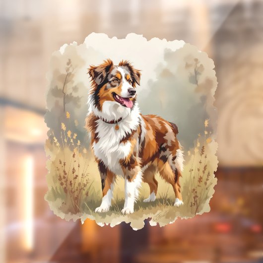 Australian Shepherd Dog Red Merle Aussie Raamsticker (Vel 2)