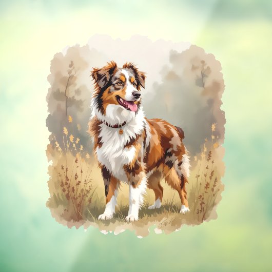 Australian Shepherd Dog Red Merle Aussie Raamsticker (Vel 3)