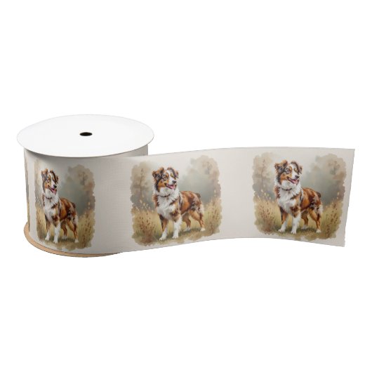 Australian Shepherd Dog Red Merle Aussie Satijnen Lint (Spoel)