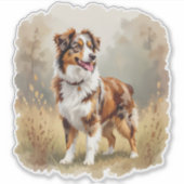 Australian Shepherd Dog Red Merle Aussie Sticker (Voorkant)