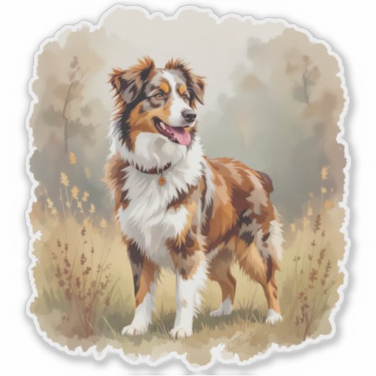Australian Shepherd Dog Red Merle Aussie Sticker (Voorkant)