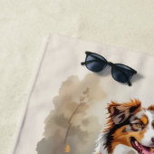 Australian Shepherd Dog Red Merle Aussie Strandlaken (In situ)