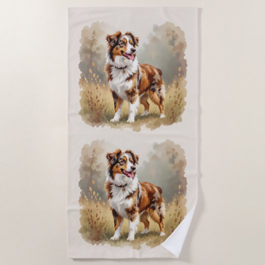 Australian Shepherd Dog Red Merle Aussie Strandlaken (Voorkant)
