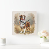 Australian Shepherd Dog Red Merle Aussie Vierkante Klok (Huis)