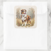 Australian Shepherd Dog Red Merle Aussie Vierkante Sticker (Tas)