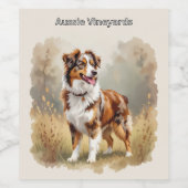 Australian Shepherd Dog Red Merle Aussie Wijn Etiket (Enkel label)
