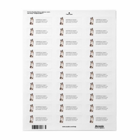 Australian Shepherd Dog Return Address Label (Full Sheet)