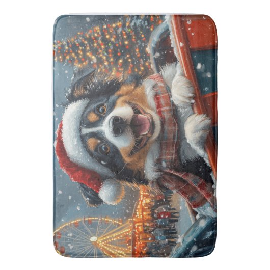 Australian Shepherd Dog Roller Onderzetter Kerst Badmat (Voorkant Verticaal)