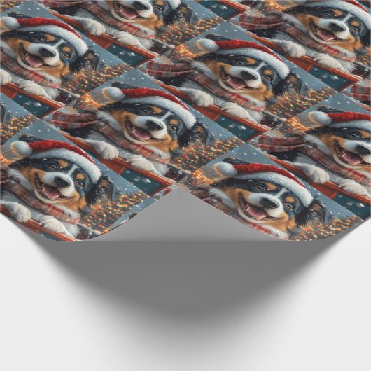 Australian Shepherd Dog Roller Onderzetter Kerst Cadeaupapier (Hoek)