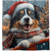 Australian Shepherd Dog Roller Onderzetter Kerst Douchegordijn (Voorkant)