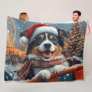 Australian Shepherd Dog Roller Onderzetter Kerst Fleece Deken