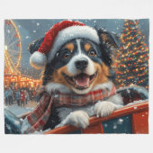 Australian Shepherd Dog Roller Onderzetter Kerst Fleece Deken (Voorkant (Horizontaal))