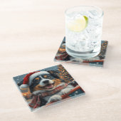 Australian Shepherd Dog Roller Onderzetter Kerst Glazen Onderzetter (Schuin)