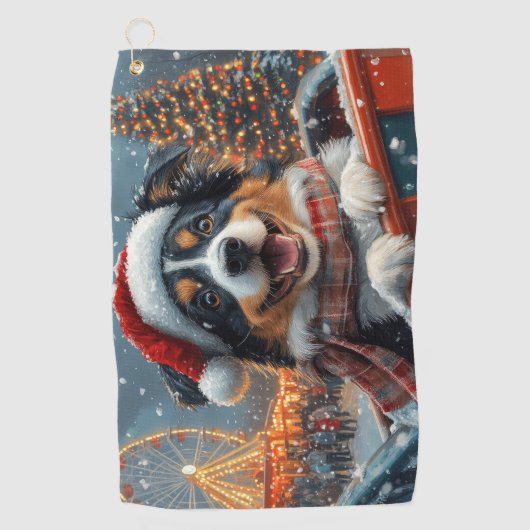 Australian Shepherd Dog Roller Onderzetter Kerst Golfhanddoek (Voorkant)