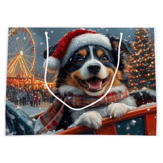 Australian Shepherd Dog Roller Onderzetter Kerst Groot Cadeauzakje (Voorkant)