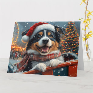 Australian Shepherd Dog Roller Onderzetter Kerst Kaart
