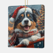 Australian Shepherd Dog Roller Onderzetter Kerst Keramisch Ornament (Links)