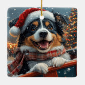 Australian Shepherd Dog Roller Onderzetter Kerst Keramisch Ornament (Achterkant)
