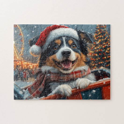 Australian Shepherd Dog Roller Onderzetter Kerst Legpuzzel (Horizontaal)